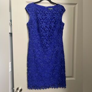 Lauren Ralph Lauren Royal Blue Floral Midi Dress